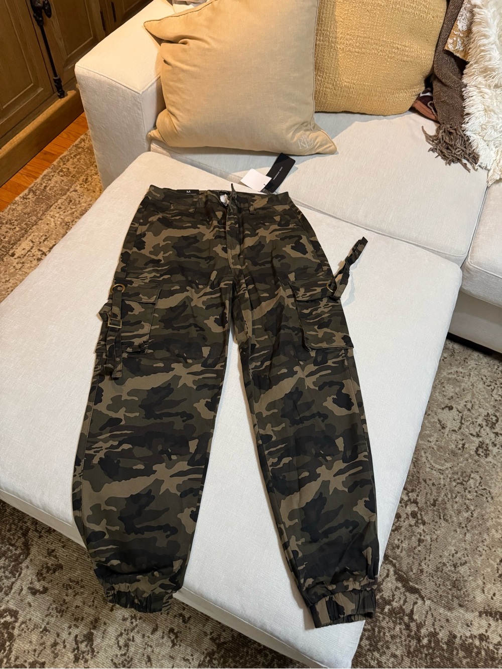 American Bazi women’s Camouflage Cargo Pants - Olive/Black